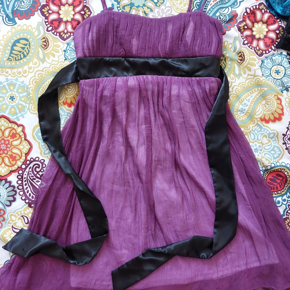 Special occasion purple empire-waist short dress